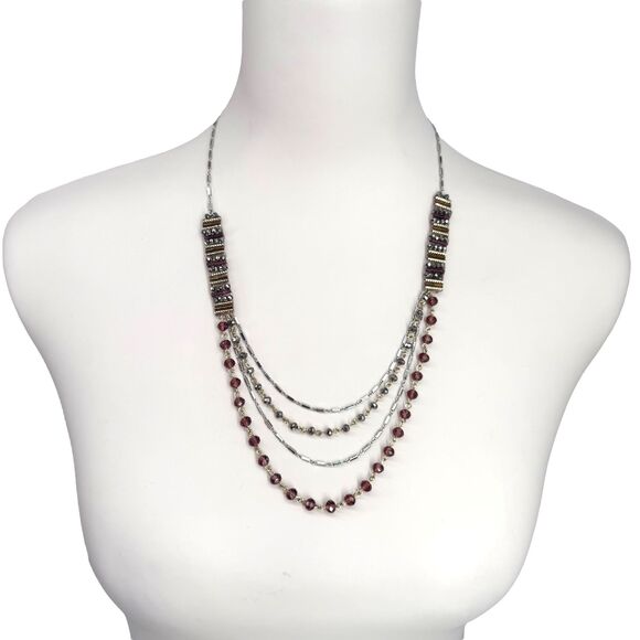 J. Jill Beaded Necklace Fringe Earrings Set Mixed Metal Faceted Iced Statement - Picture 4 of 15